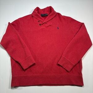 Polo Ralph Lauren Shawl Collar Sweater Size XXL Red Knit Button Cotton Classic